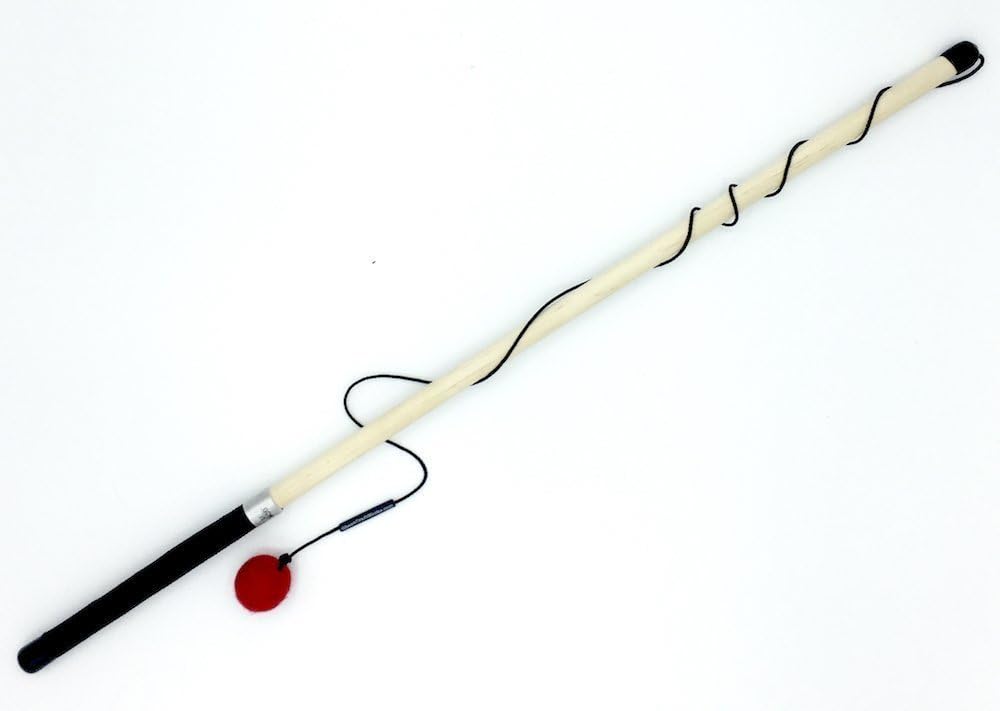Designer Cat Toy Wand with 100% Wool Felt Ball, M1 Red Dot Revenge for Cats