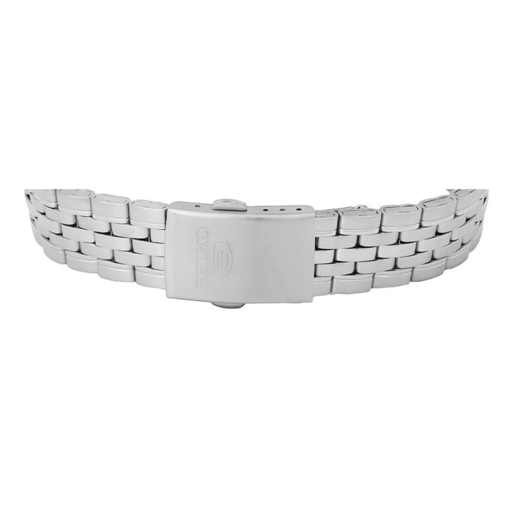 Seiko - SNK361K1-5 - Męski zegarek - automatyczny analogowy - czarna tarcza - szary pasek stalowy, Czarny/Szary, Klasyczny