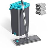 Masthome Bodenwischer Set, Wischeimer mit Auswringfunktion und Reinigen, 360° Drehbarer Wischmopp, Mop and Buckets Sets mit 6 Mikrofasertuch, Aufwaschen Boden Set für die Reinigung in Innenräumen