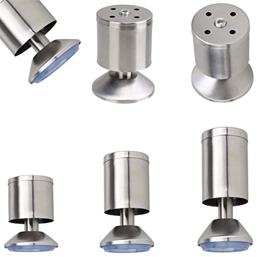 4 pieds de meubles réglables en acier inoxydable - Pieds polyvalents pour meubles, canapé, armoire, table - Différentes tailles (10 cm) Cover