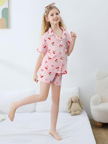 Umeyda Girls & Women Pajamas Set Soft Short Sleeve Sleepwear Button-Down Pjs Set Family Pajamas Nightwear Loungewear3
