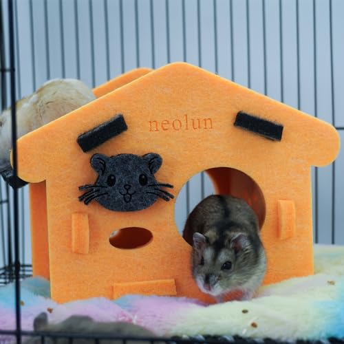 neolun Casa de hamster, esconderijo de porquinho-da-índia de feltro, cabana de esconderijo de animai