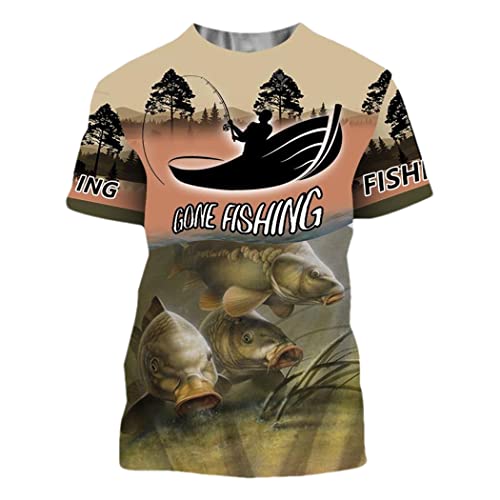 T-shirt pêche à la carpe imprimé 3D homme style Harajuku pour le week-end
