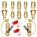 qieoyk 14pcs Propane Quick Connect Fittings Adapter for Propane Hose Propane Quick Connect for RV To Grill or Cooking RV Propane Quick Connect Fittings with 3/8" Flare x 1/4" NPT Male Pipe