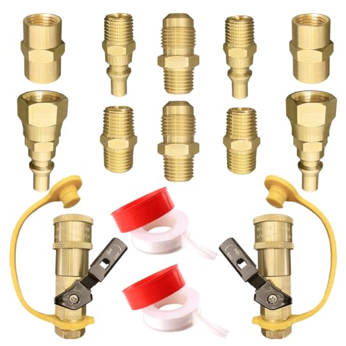 qieoyk 14pcs Propane Quick Connect Fittings Adapter for Propane Hose Propane Quick Connect for RV To Grill or Cooking RV Propane Quick Connect Fittings with 3/8 Flare x 1/4 NPT Male Pipe