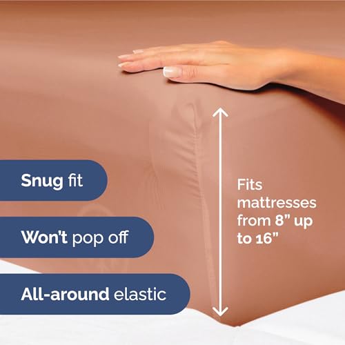 Image of King Size 4 Piece Sheet Set - Ultra Soft & Cooling Bed Sheets - Warm Peach | Fits 8 Inch to 16 inch Mattress, Wrinkle Free & Fade Resistant with Deep Pockets, Breathable, Comfy Hotel Luxury Bedding