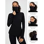 baleaf Women's Thermal Turtleneck Tops Long Sleeve Shirts Ski Base Layer with Integrated Neck Face Mask Thumbholes - Image 3