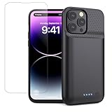 QTshine Battery Case for iPhone 14Pro Max/14 Plus/13Pro Max/,Slim Upgrated Powerful 8600mAh Portable Extended Charger Case Cover for iPhone 14Pro Max/14 Plus/13Pro Max Battery Charger Case Black
