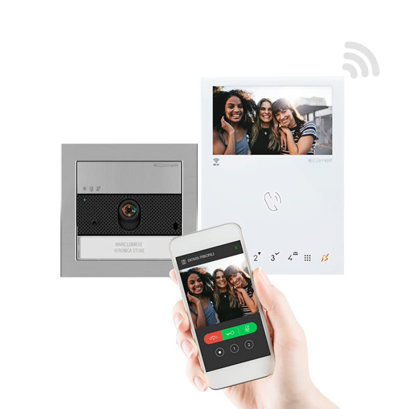 Comelit Kit Interphone Ultra und Mini Mains libres WiFi Simplebus 2 - KVU8190W - Smartes Video-Türsprechsystem mit WiFi und Kompatibilität zu Alexa