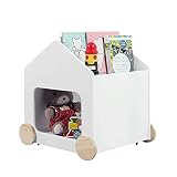 JOLIE VALLÉE TOYS & HOME Wooden Kids Bookshelf, 2 in 1 Children's Bookcase with Toy Storage, Baby Bo