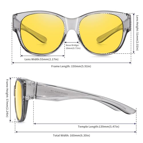 Image of GEGURI Polarized Sunglasses Fit Over Glasses for Men Women, Oversized Square Sun Glasses UV400 Protection Shades