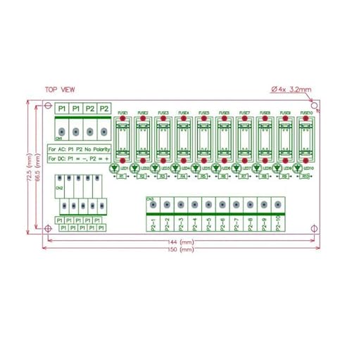 Placa de módulo de fusibles para proteger automatizaciones y tableros de 5V a 32V 5