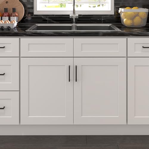 Image of Furinno Shaker Sink Bases Kitchen Cabinet, Ready to Assemble, 24 D x 36 W x 34.5 H, White