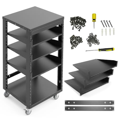 AxcessAbles 22U Open Frame Network & AV Rack with Caster Wheels