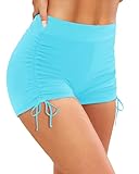Yonique Women Swim Shorts High Waisted Swimsuit Shorts Tummy Control Bathing Suit Bottom Plus Size Boyshorts Lake Blue M