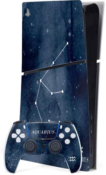 Skinit Decal Gaming Skin Compatible with PS5 Slim Digital Edition Bundle - Aquarius Constellation Design