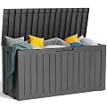 PatioZen 75 Gallon Resin Deck Box, Lockable Patio Outdoor Storage Box for Furniture, Garden Tools and Tools Storage, Waterproof Outside Storage Boxes - Black