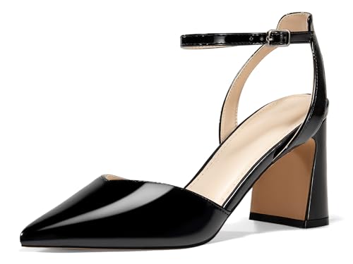 Image of Juliet Holy Womens Closed Toe Heels Chunky Block Heel Ankle Strap Pumps Slingback Heeled Sandals