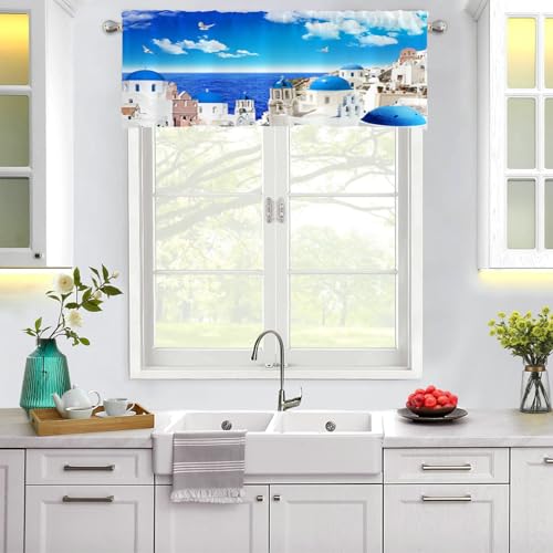Cortina de cocina opaca pequeña KnSam de poliéster y diseño moderno de 152 x 45 cm 6