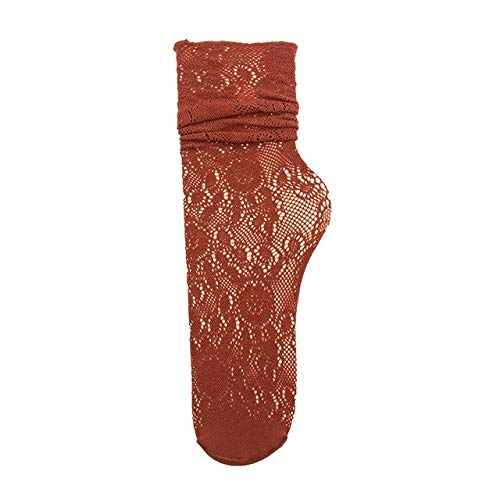 CYMTZ 5 Paires/Pack Été Transparent Mode Évider Femmes Chaussettes en Dentelle Mince Mignon Vintage Chaussettes Décontractées   Orange Cover