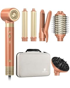 webeauty Dual-Spannung 7in1 Airstyler Neues Upgrade, 110, 000U/Min, 30M/S Föhn mit Diffusor, Warmluftbürste, Auto Lockenstab, Air Haarglätter, 500 Millionen Ionen Hairstyler für Multistyling
