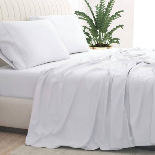Image of Split King Sheets for Adjustable Beds, 1000 Thread Count 100% Cotton 5-Piece Bed Sheet Set, 15-Inch Deep Pocket, Soft Breathable Cooling Sateen Hotel Bedding, White