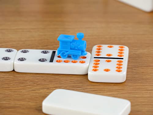 Regal Games – Double 12 Dominoes – Colored Dots Set – Mexican Train Edition Set With Colored Dots, 91 Tiles, 4 Trains, Hub, And Collector's Tin - Ideal For 2-4 Players Ages 8 For Kids And Adults #TOP4