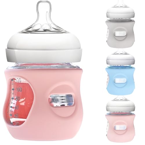 Image of 3 Pack Silicone Sleeve for Philips Avent Glass Bottle - Shatter Proof Natural Silicone Bottle Sleeve for Anti Colic Baby Bottles 8 oz & 4 oz - Anti Flow Sleeve for Infant Bottles