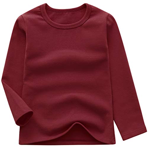 Toddler Boys Girls Long Sleeve T-Shirts Unisex Kids Cotton Basic Round Neck Top Tee 2-8T