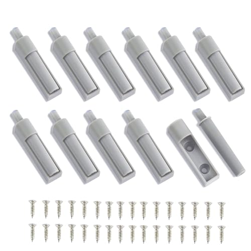 Softclose Nachrüsten, 16 Stück Softclose Türdämpfer Schranktür Dämpfer Drucktüröffner Möbeltürdämpfer Türschnäpper für Küchenschrank Büro Schränke Türen (Grau)