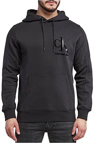 Sweat à capuche monochrome Calvin Klein homme, hoodie noir en coton décontracté