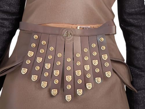 Roman Leather Belt |Medieval Armour Cingulum |Legionary Brass Medieval Roman Soldier Belt, Legion Brown2