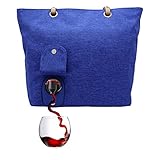 PortoVino City Tote Bag - Canvas Wine Purse with Hidden Spout and Dispenser Flask for Wine Lovers that Holds and Pours 2 bottles of Wine! For Traveling, Concerts, Bachelorette Party - Royal Blue