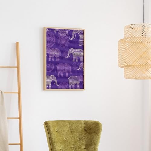 Kit broderie diamant 5D éléphant violet canevas haute définition - 6