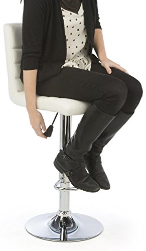 Displays2Go 2 White Leatherette Bars Stool Set With 1 Round Cocktail Highboy Table, Chrome Base/Stand (Tsfurnk9) #TOP4