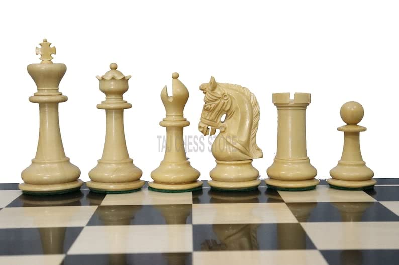 Set di scacchi di lusso serie Sultan - Scacchi ponderati solo in legno di ebano e bosso naturale con 2 regine extra | King 10,4 cm
