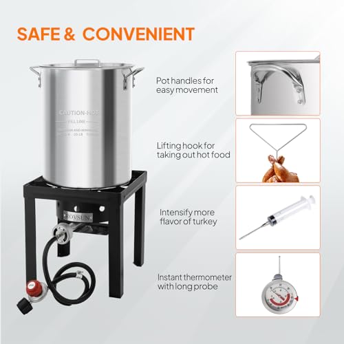 Rovsun 30Qt Turkey Fryer & 10Qt Fish Fryer Kit W/ 55,000Btu Propane Stove thumb #4