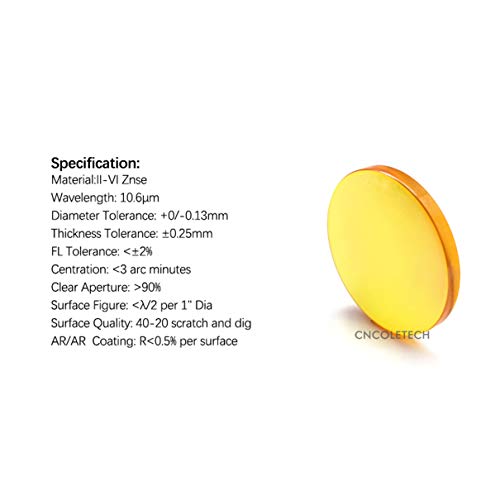 Cncoletech Co2 Laser Lens Dia:18Mm Fl:2" Or 50.8Mm Laser Mirror Cvd Znse Focus Focal Lens For Co2 Laser Engraving Cutting Engraver/Cutter 40W-200W #TOP1