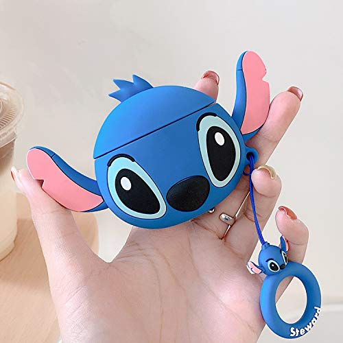 Lalakaka Compatible with Airpods 1/2 Cute Case,Cartoon Character Silicone Animal Airpod Designer Skin Kawaii Funny Fun Cool Ring Design Cover Kids Teens Air pods Pro Cases for Girls Boys Ear Blue