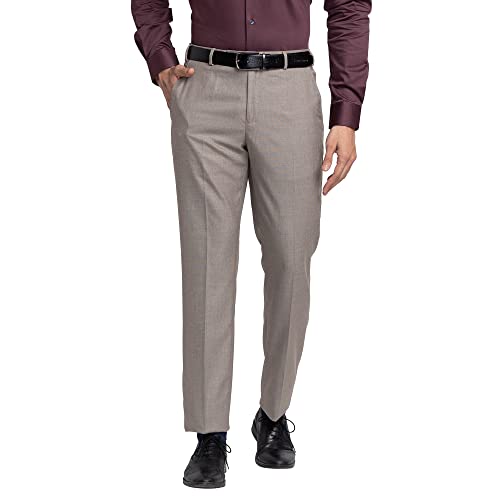 Image of Park Avenue Men's Pure Cotton Structure Pattern Smart Fit Flat Front Formal Trouser