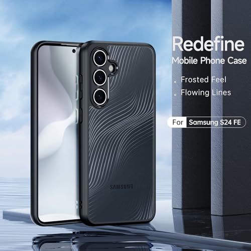 Image of INICIO Back Case Designed for Galaxy S24 FE, Military-Grade Protection, Translucent Slim Hybrid Back Cover for Samsung Galaxy S24 FE 6.7 inch, PC + TPU Matte Black
