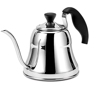 Chefbar Tea Kettle for Stovetop, Barista’s Choice Gooseneck Pour Over Coffee Kettle with Flow Control, Food Grade Stainless Steel Water Kettle, Tea Pot for Home & Kitchen Small Tea Kettle 28oz, Silver