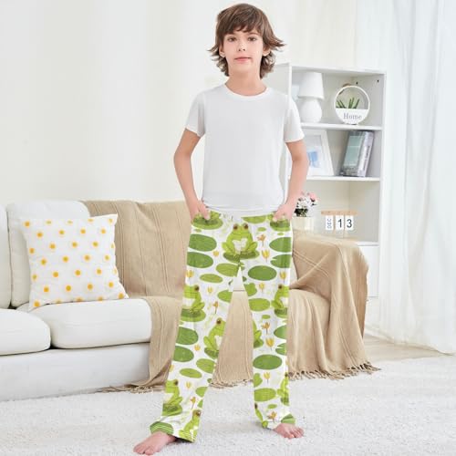 Boy's Pants Green Frog Setting Jogger Pants Elastic Waist Long Bottoms Trousers with Pockets 6-14 Years 5