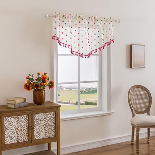 Visillo con pompones alegres de jacquard para crear un hogar acogedor 5