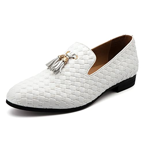 MEIJIANA Moccasin Homme Chaussure Homme Ville Chaussure Homme Classique Chaussures Mocassins Hommes, blanc-04, 41 EU (8 UK)