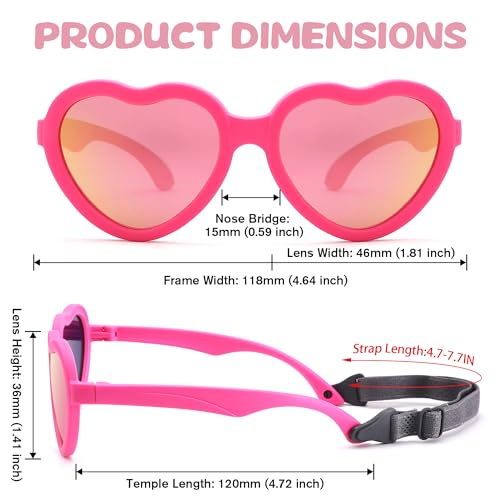 LIU·WEN Kids Heart Sunglasses for Toddler Girls Age 2-8 - Polarized TPEE Rubber Flexible Shades4