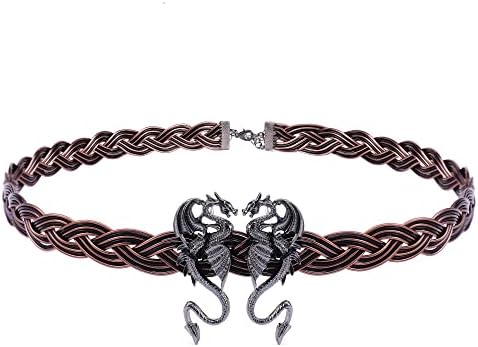 Coteeza Black Dragon circlet Headband Viking Celtic Braided Crown Adjustable Fairy Headpiece Metal Royal Vintage Tiara Cosplay Medieval Costume Hair Accessory for Women Men Renaissance