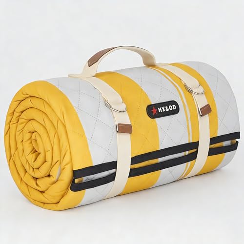 HX&OD Extra Large Picnic Outdoor Blanket, 80”x80” Waterproof Picnic Mat Foldable Camping Blanket Portable with Carry Strap for Beach Mat Outdoor Camping Party(Yellow)