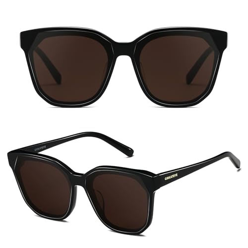 GMKATEYE Retro Square Oversized Sunglasses Womens - Dark Brown Large
