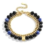 【Braccialetti Uomo Pietre Naturali】Bracciali uomo a catena singola o doppia, disponibili in acciaio dorato 18K/argento con perle di occhio di tigre o onice nero. Questi bracciali uomo regolabili uniscono pietre naturali a una catena in acciaio inox per uomo, creando bracciali uomo versatili per il quotidiano o le occasioni speciali.